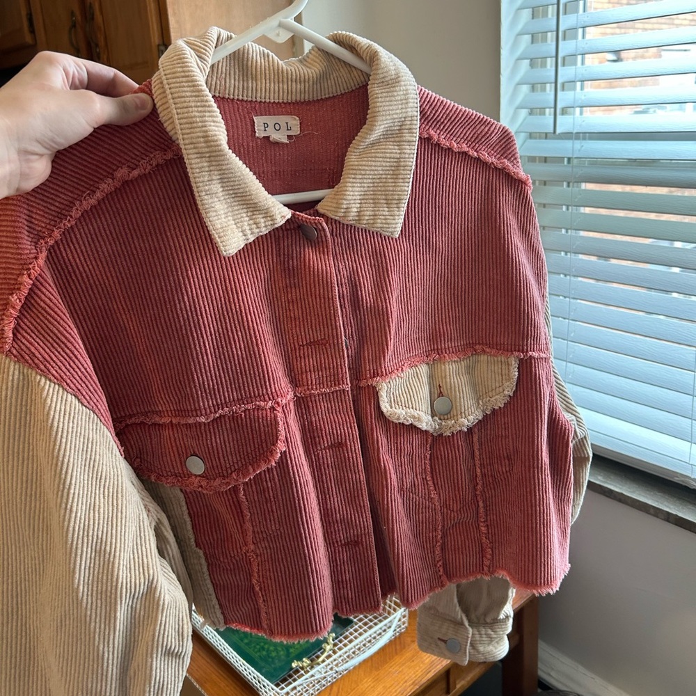 POL corduroy cropped two tone jacket small